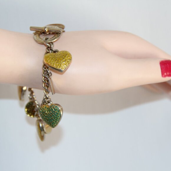 RARE Coach Puffed Heart & Disc Charm Bracelet. Limited Edition - Picture 12 of 15